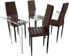 VidaXL Eetkamerset 4 bruine slim line stoelen en 1 glazen tafel online kopen