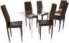 VidaXL Eetkamerset 6 bruine slim line stoelen en 1 glazen tafel online kopen