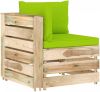 VIDAXL Hoekbank sectioneel met kussens groen ge&#xEF, mpregneerd hout online kopen