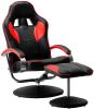VidaXL Racestoel verstelbaar met voetenbankje kunstleer rood online kopen