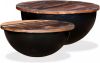 VIDAXL 2 delige Salontafelset komvormig massief gerecycled hout zwart online kopen