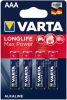Varta Longlife Max Power AAA Batterij 4703101404 1260mAh 1x4 online kopen