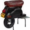 VIDAXL Barkruk scooter echt leer en massief gerecycled hout zwart online kopen