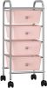 VIDAXL Opbergtrolley met 4 lades mobiel kunststof roze online kopen