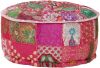 VidaXL Poef patchwork rond handgemaakt 40x20 cm katoen roze online kopen