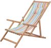 VidaXL Strandstoel inklapbaar stof en houten frame meerkleurig online kopen