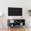 VidaXL Tv meubel met houten poten 103, 5x30x50 cm hoogglans grijs online kopen