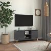 VidaXL Tv meubel met massief houten poten 103, 5x35x50 cm grijs online kopen