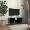VidaXL Tv meubel met massief houten poten 103, 5x35x50 cm zwart online kopen