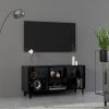 VidaXL Tv meubel met metalen poten 103, 5x30x50 cm hoogglans zwart online kopen