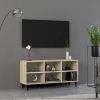 VidaXL Tv meubel met metalen poten 103, 5x30x50 cm wit en sonoma eiken online kopen