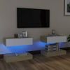 VidaXL Tv meubelen 2 st met LED verlichting 60x35 cm wit sonoma eiken online kopen