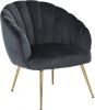 Hioshop Dany fauteuil loungestoel donkergrijs, messingkleurig. online kopen