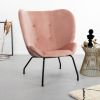 Kave Home Violet fauteuil in fluweel roze en stalen poten met zwarte online kopen