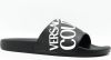 Versace Jeans Couture Rubberen schuif sandalen met logo , Zwart, Heren online kopen