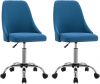 VidaXL Kantoorstoelen Met Wieltjes 2 St Stof Blauw online kopen