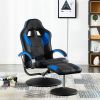 VidaXL Racestoel verstelbaar met voetenbankje kunstleer blauw online kopen