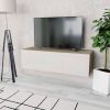 VidaXL Tv meubel 120x40x34 cm spaanplaat hoogglans wit en eikenkleur online kopen