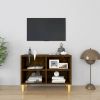 VidaXL Tv meubel met houten poten 69, 5x30x50 cm gerookt eikenkleurig online kopen