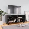 VidaXL Tv meubel met wieltjes 90x35x35 cm bewerkt hout hoogglans zwart online kopen